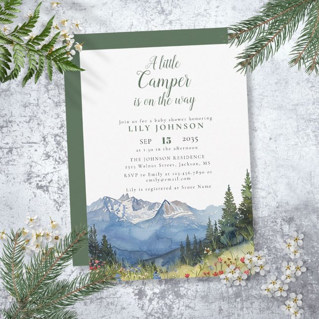 Invitation Baby shower Fleur sauvage de Little Camper Mountai (Little Camper Mountain Wildflower Baby Shower Invitation)
