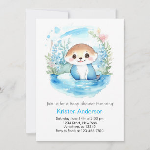 Invitation Baby shower Fleur sauvage de Otter Paradise Blue B