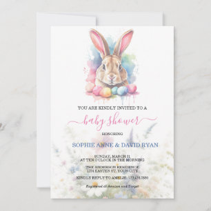 Invitation Baby shower Fleur sauvage des oeufs de lapin d'aqu