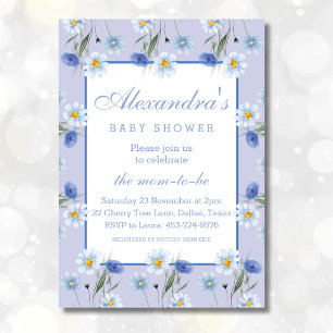 Invitation Baby shower Fleur sauvage Dusty Blue Boho