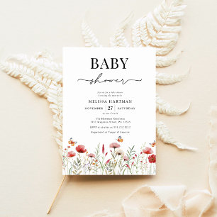 Invitation Baby shower Fleur sauvage élégant