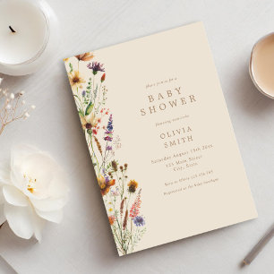 Invitation Baby shower Fleur sauvage élégant