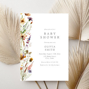 Invitation Baby shower Fleur sauvage élégant