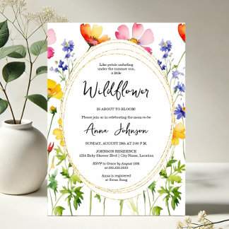 Invitation Baby Shower Fleur Sauvage en Fleur