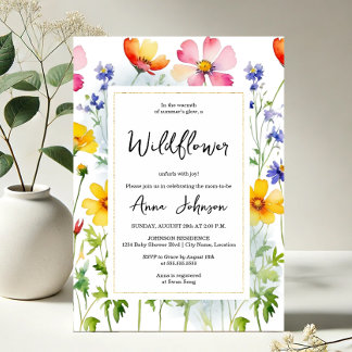 Invitation Baby shower fleur sauvage en fleurs