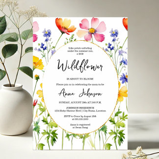 Invitation Baby shower Fleur sauvage florissant