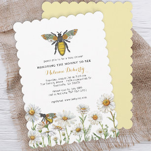 Invitation Baby shower Fleur sauvage Honey Bee Bumblebee