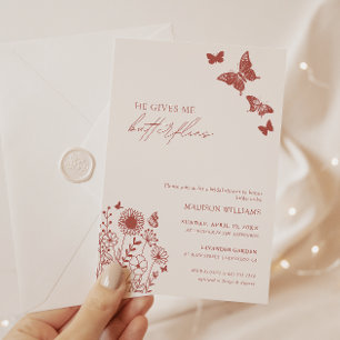 Invitation Baby Shower Fleur Sauvage Il Me Donne Des Papillon