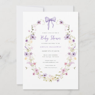 Invitation Baby shower Fleur sauvage Lavender Bow