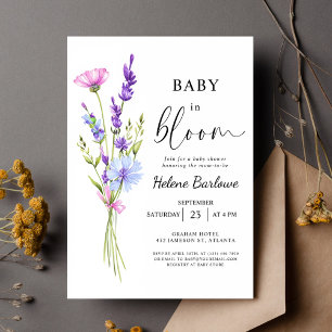 Invitation Baby shower Fleur sauvage Lavender Watercolor Boho