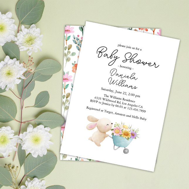 Invitation Baby shower Fleur sauvage mignon et simple petit l (Créateur téléchargé)