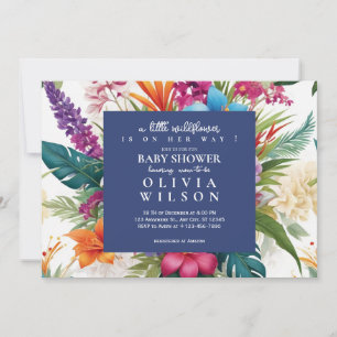 Invitation Baby shower fleur sauvage moderne et coloré