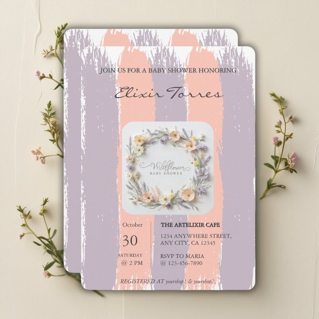 Invitation Baby shower Fleur sauvage Pastel Neutre Genre (Créateur téléchargé)