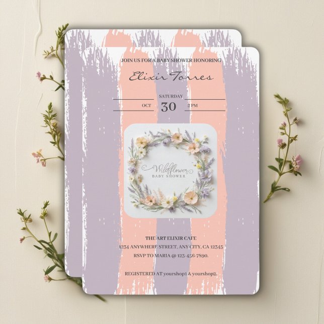 Invitation Baby shower Fleur sauvage Pastel Neutre Genre (Créateur téléchargé)