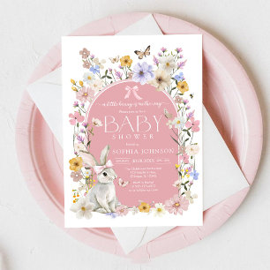 Invitation Baby Shower Fleur Sauvage Petit Lapin