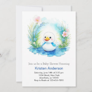 Invitation Baby shower Fleur sauvage pour canard à eau