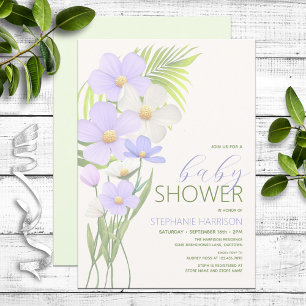 Invitation Baby shower Fleur sauvage pourpre