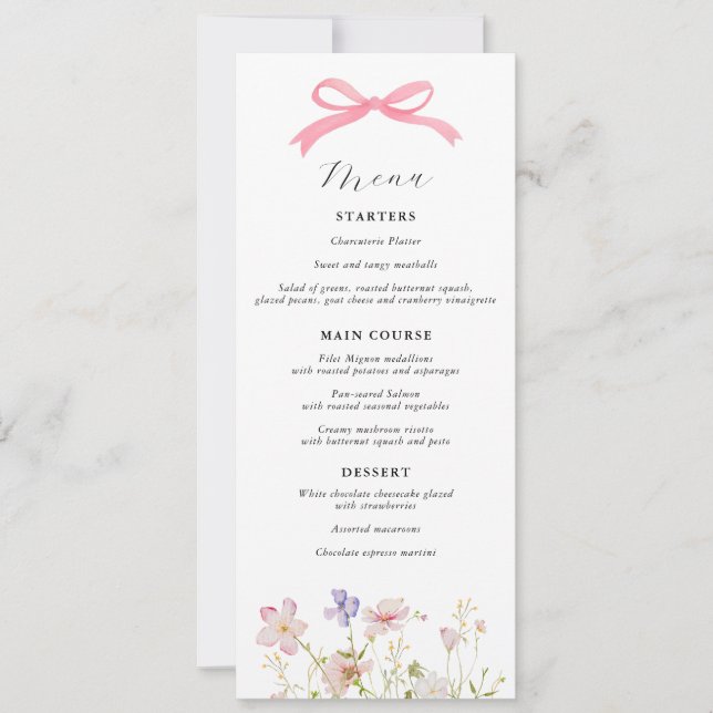 Invitation Baby shower Fleur sauvage rose Bow (Devant)