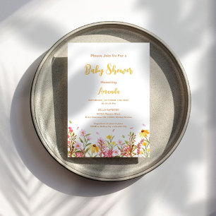 Invitation Baby shower fleur sauvage simple