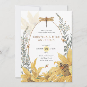 Invitation Baby shower Fleur sauvage Sunflower Fall