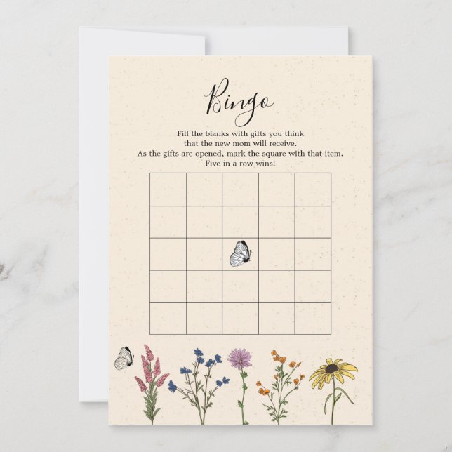 Invitation Baby shower Fleur sauvage vintage Jeu (Devant)