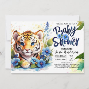 Invitation Baby shower fleur sauvage Whimsy Tiger Cubs