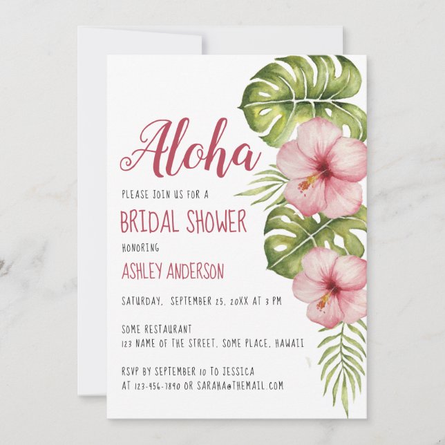 Invitation Baby Shower Fleur Tropicale Hawaïenne Fleurs de Ma (Devant)