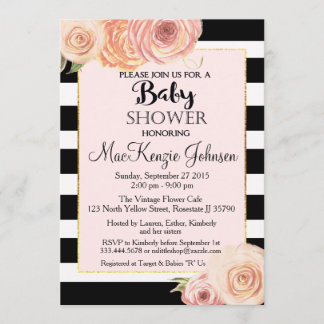 Invitation Baby shower Fleur vintage