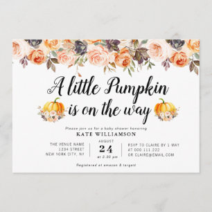 Invitation baby shower fleuri citrouille
