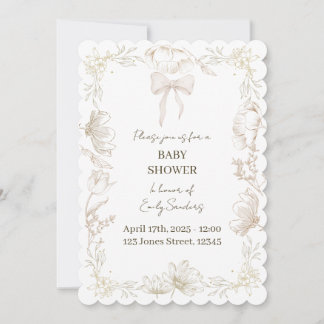 Invitation Baby Shower Fleurie Fantaisiste de Delf