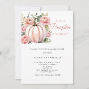 Invitation Baby Shower Fleurie Petite Citrouille Rose 