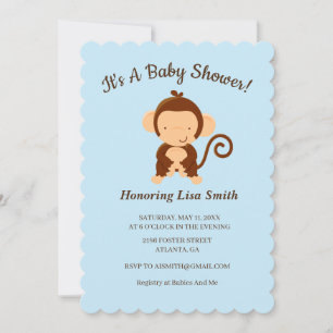 Invitation Baby Shower Fleuris au thème de joli singe