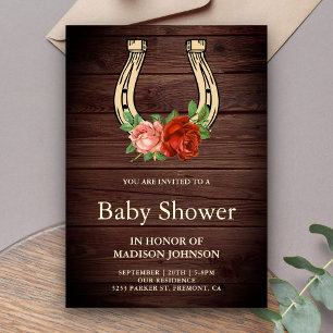 Invitation Baby Shower Fleuriste en Bois de Campagne Rustique