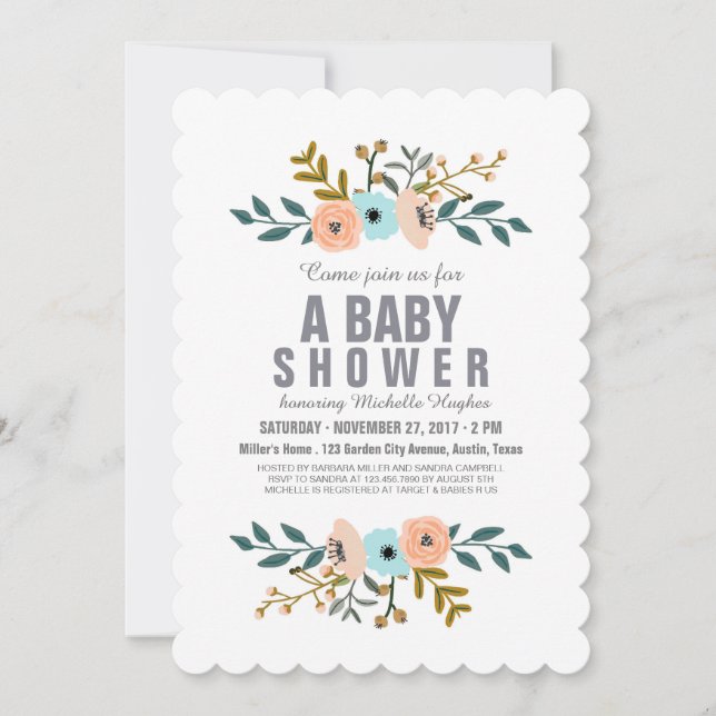 Invitation Baby-Shower Fleurs (Devant)