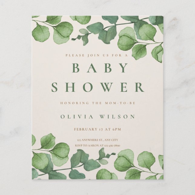 invitation baby shower, fleurs (Devant)