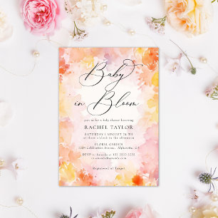 Invitation Baby Shower Fleurs Aquarelle Pastel Bébé en Fleur