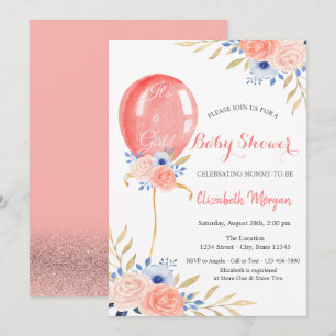 Invitation Baby Shower Fleurs Ballon