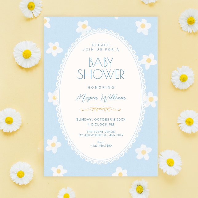 Invitation Baby shower fleurs bleues (Créateur téléchargé)