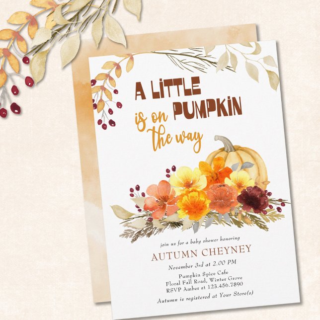 Invitation Baby shower Fleurs d'automne petit Citrouille (Créateur téléchargé)