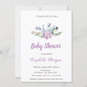 Invitation Baby shower Fleurs de cactus