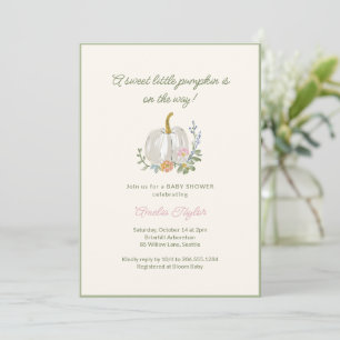 Invitation Baby Shower Fleurs de Citrouille Miniature à l'Aqu