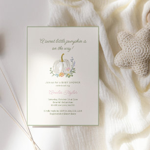 Invitation Baby Shower Fleurs de Citrouille Miniature à l'Aqu