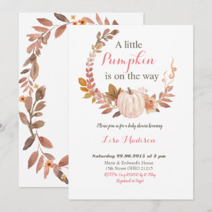 Invitation Baby shower Fleurs de citrouille rustique d'automn