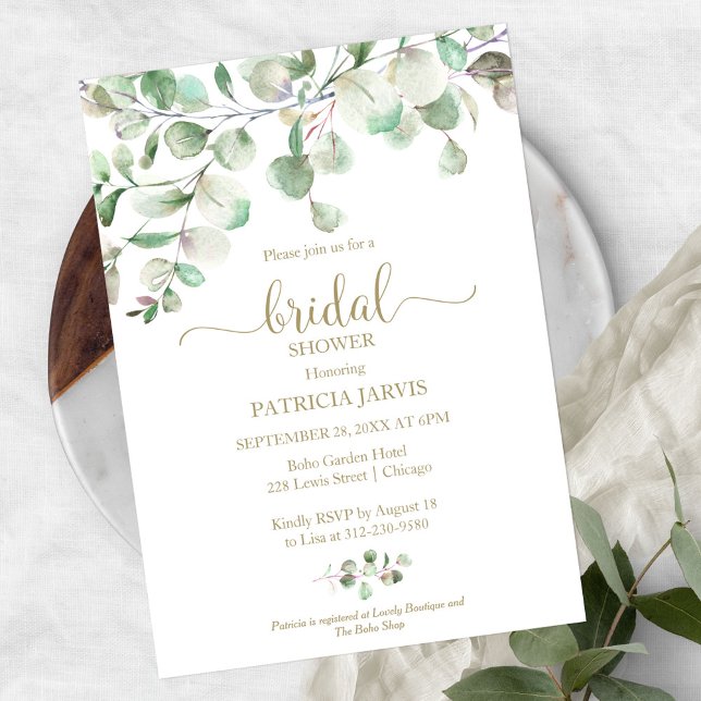 Invitation Baby-Shower Fleurs de Eucalyptus Aquarelle (Créateur téléchargé)