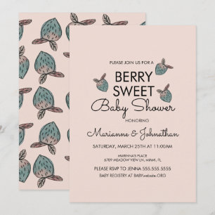 Invitation Baby Shower Fleurs de Fraisier Peintes à la Main
