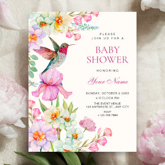 Invitation Baby shower fleurs de printemps en fleurs