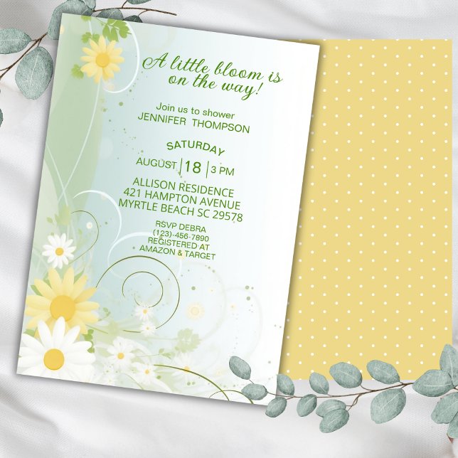 Invitation Baby shower Fleurs de printemps jaunes et blancs (Créateur téléchargé)