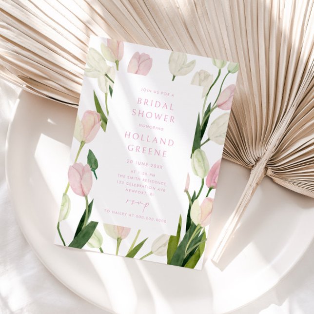 Invitation Baby Shower Fleurs de Tulipe Rose (Créateur téléchargé)