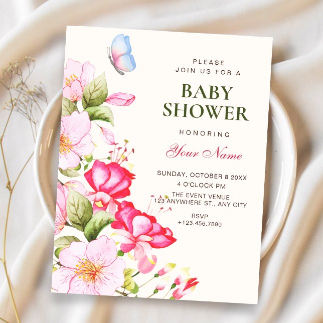 Invitation Baby shower fleurs en fleurs (Créateur téléchargé)