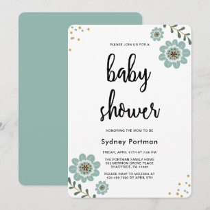 Invitation Baby Shower Fleurs Modernes et Confettis